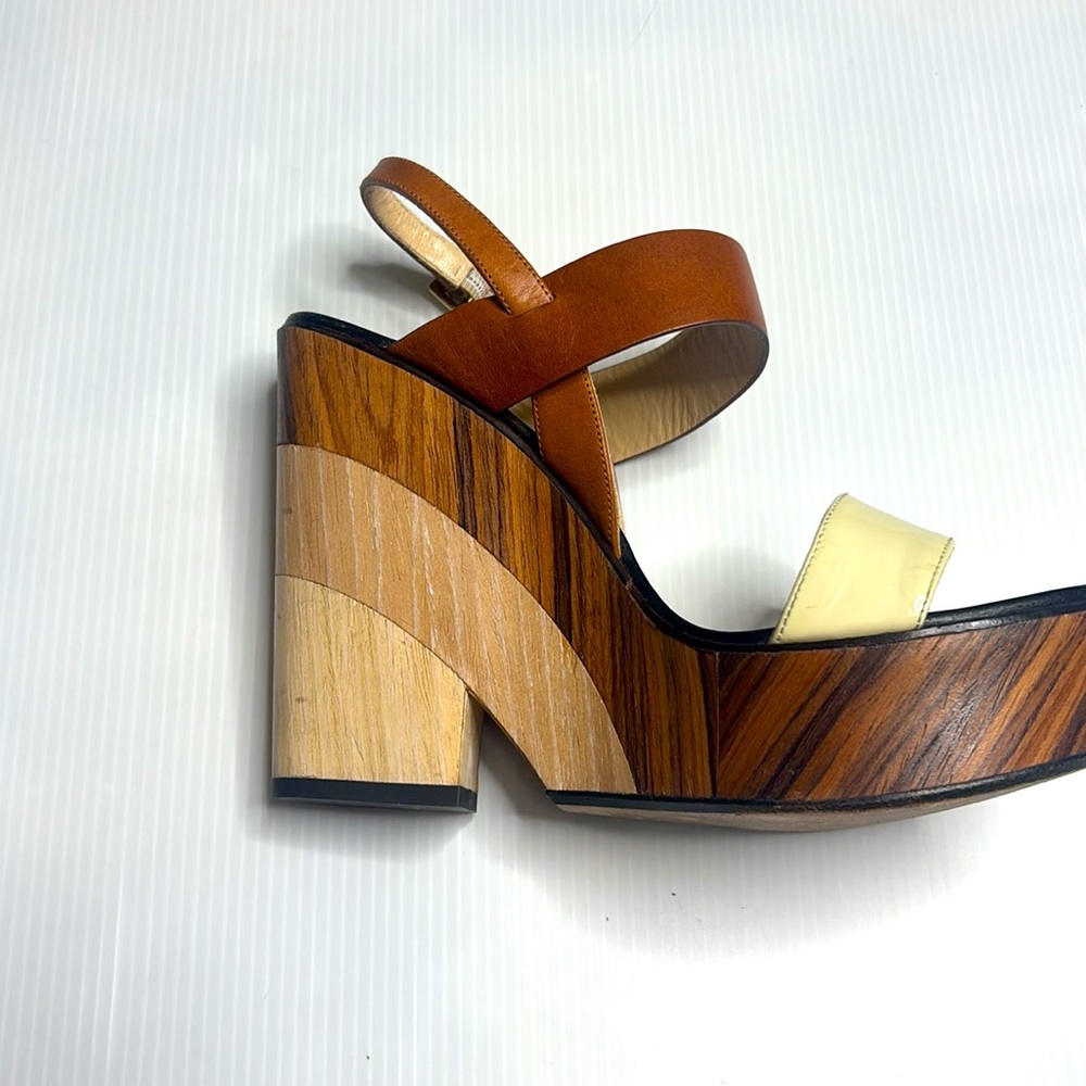 Jimmy Choo Brown and Cream Wedge Sandals - Picture 6 of 11